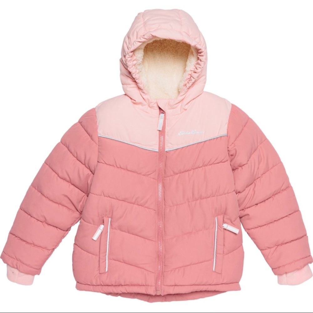 Eddie Bauer Big Girls Color Block Puffer Jacket - Insulated Size Large 12-14